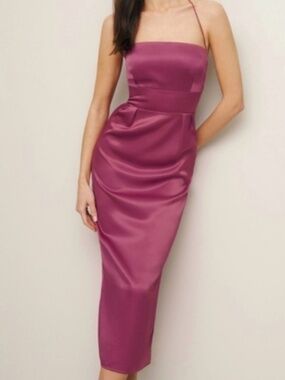Reformation | Lai Satin Halter Dress In Strawberry Wine Size 2 NEW